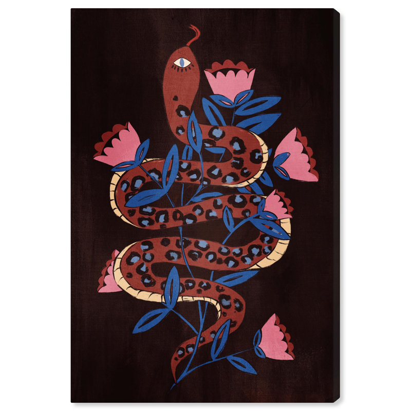 Snake Entangled in Flowers 15" x 10" Canvas Art Print