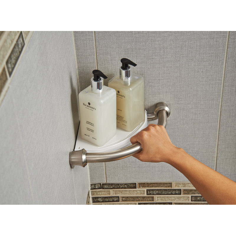 Barre d'appui de baignoire avec tablette d'angle, Acier inoxydable Brilliance