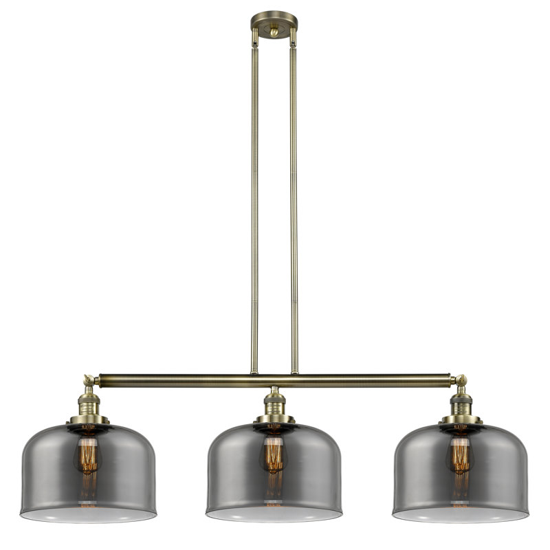Bell - 3 Light 42" Stem Hung Island Light , Plated Smoke, Polished Nickel, No Bulb Included