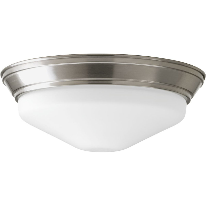 Bamidele Glass LED Flush Mount, Brushed Nickel, 4" H x 11" W x 11" D