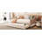 Twin Size Fleece Upholstered Daybed With Beige Cover And Movable Trundle Expandable Box-79681460-79681458