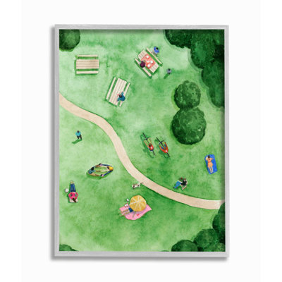 " Aerial Park Fun Watercolor Summer Friends Painting " by Grace Pop