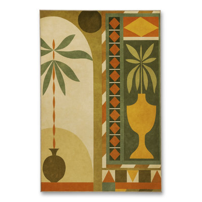 Tapis vert tissé à motif lavable Mosso