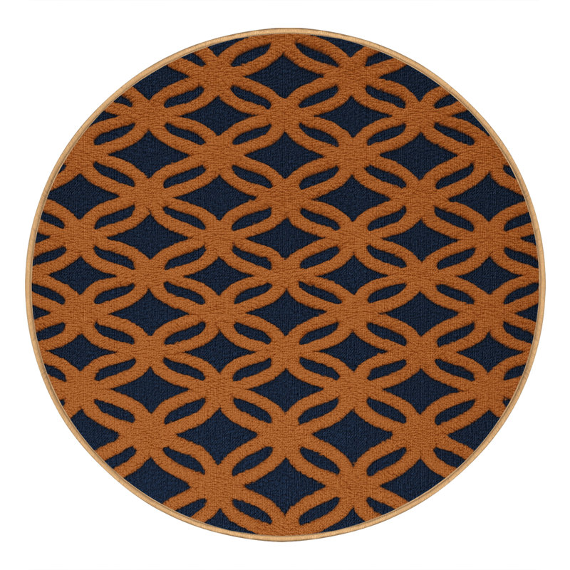 Tapis brun treillis lavable à la machine, Rond 7 pi