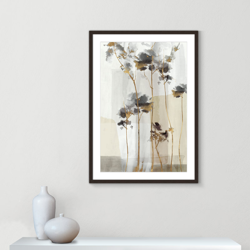 Impression Golden Zen II par Eva Watts, L 25,5 po x H 35,5 po, Matted Print, Noyer à grain ouvert