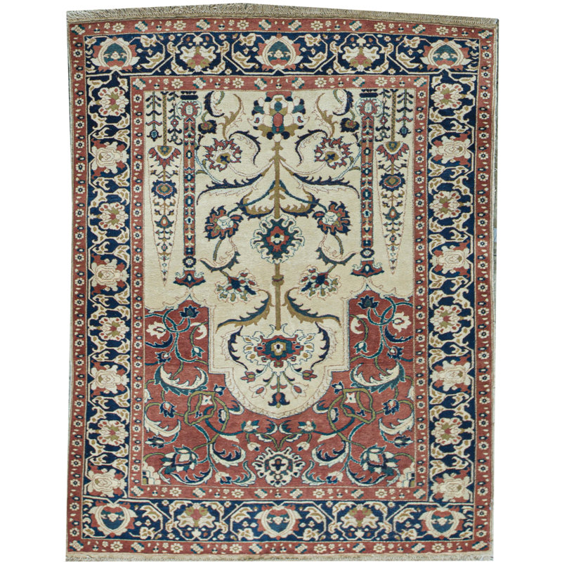 Tapis orange de haute qualité noué à la main