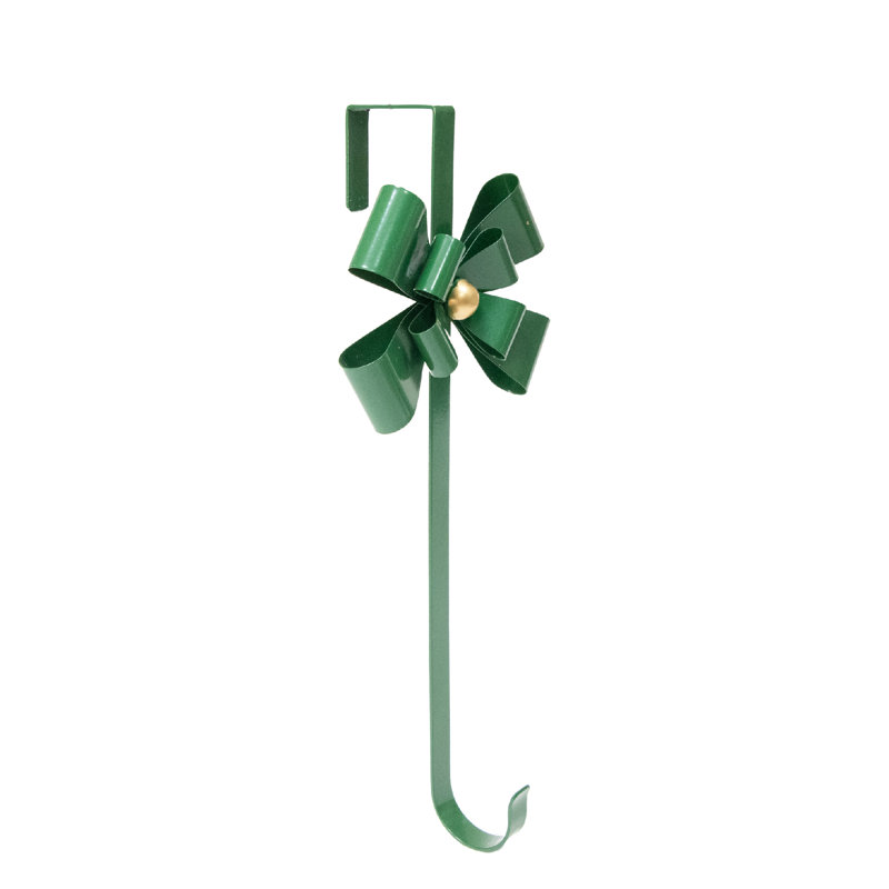 Support de couronne en métal vert avec nœud - Paquet de 2
