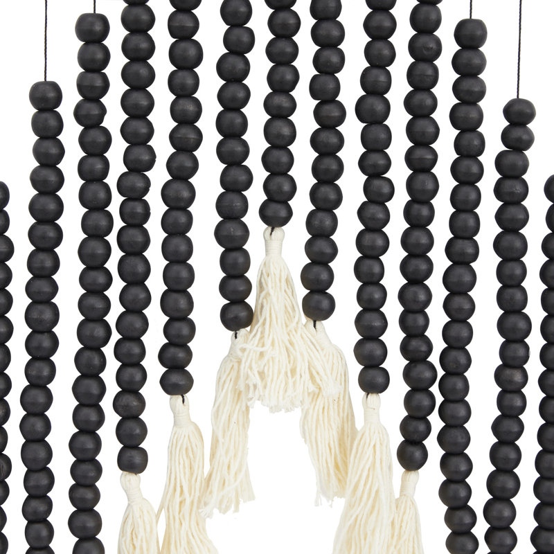 Suspension murale en tissu / bois avec tige, Noir
