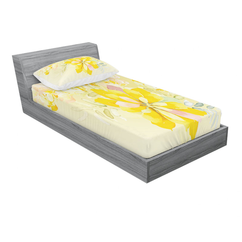 Microfiber Floral Sheet Set, Twin Sheet Set with Fitted Sheet