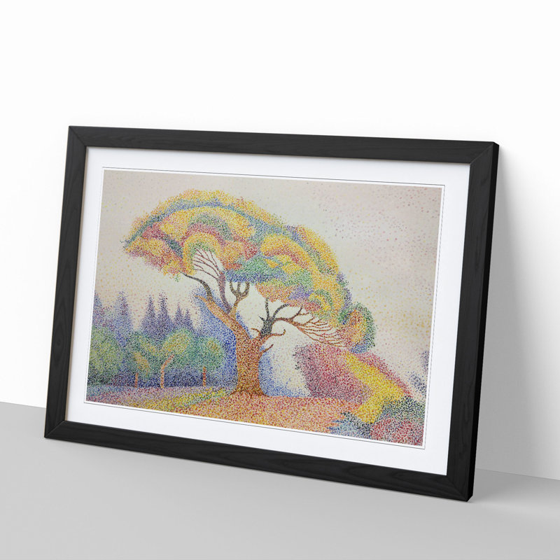 Colourful Tree by Paul Signac - Picture Frame Graphic Art, 36cm H x 48cm W x 2cm D, Black Framed