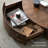 Pre-Assembled Walnut Round Coffee Table with Hidden Storage Drawers for Living Room or Home Office