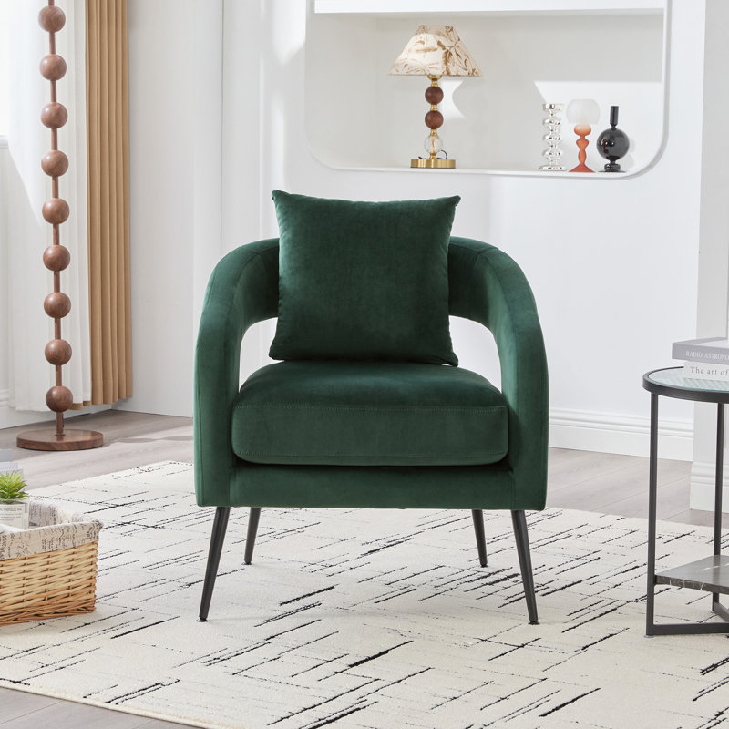 Fauteuil rembourré en velours, Vert