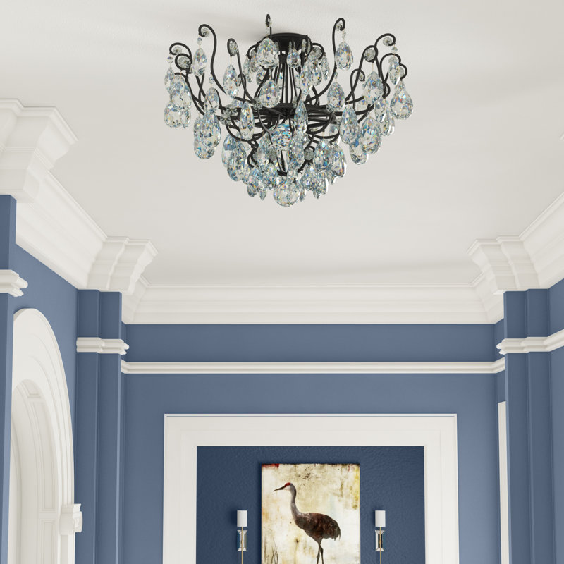 Renaissance 8 - Light Semi Flush Mount, Heritage Clear, Antique Silver