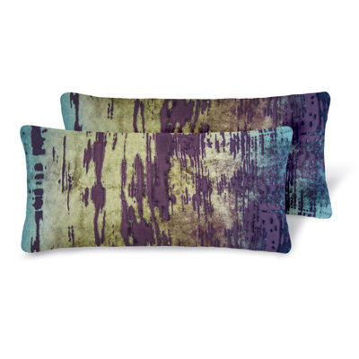 Brush Stroke Velvet Lumbar Pillow Cover & Insert
