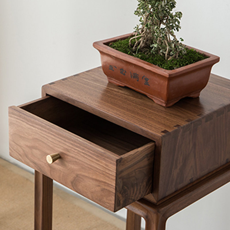 Support à fleurs en bois massif avec tiroir: support à plante simple - ensemble de 2