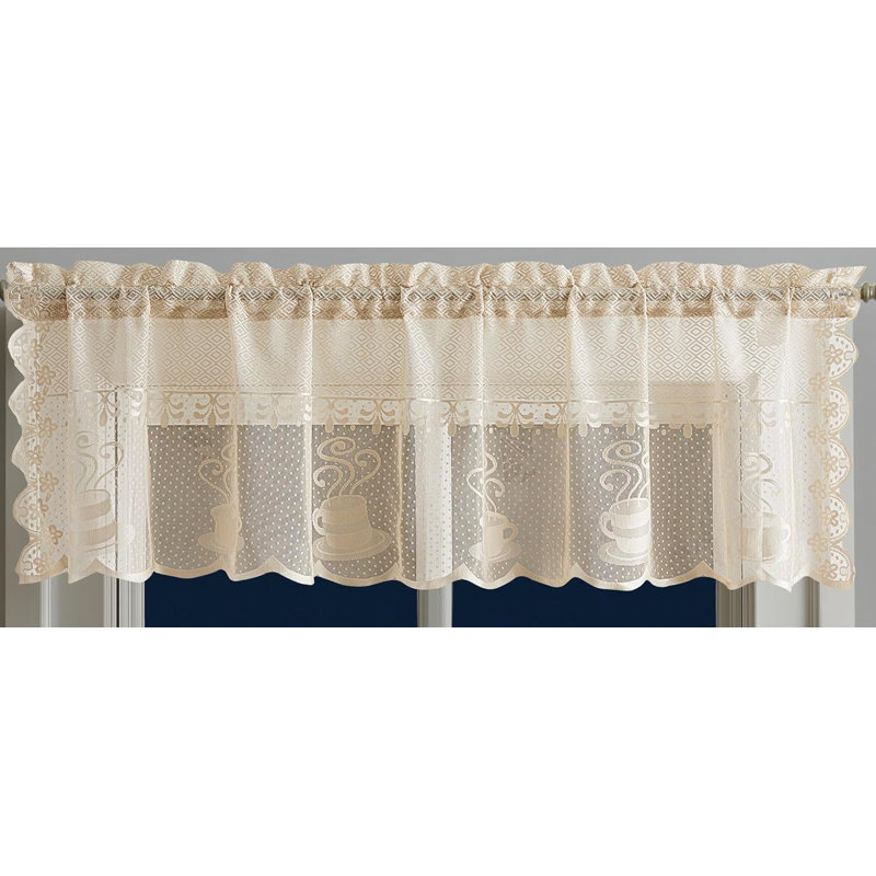 Beautiful Single Lace Kitchen Valance For Farmhouse Kitchen Decor, Gold