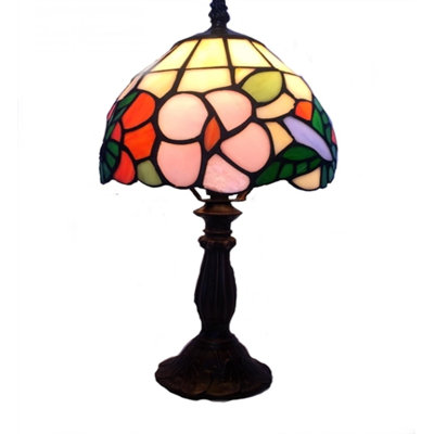 Lampe de table en verre coloré à motif floral