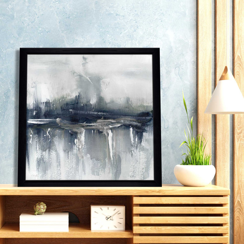 Indyscape II par Stella Chang - Peinture, L 31,5 po x H 31,5 po, Cadre noir