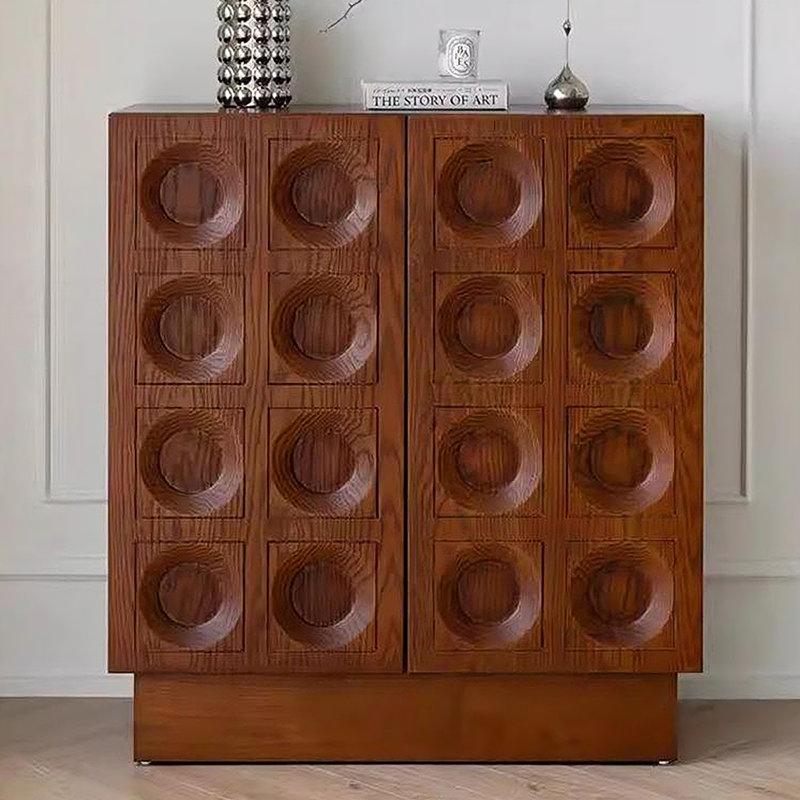 Meuble d'appoint circulaire sur pied, Walnut