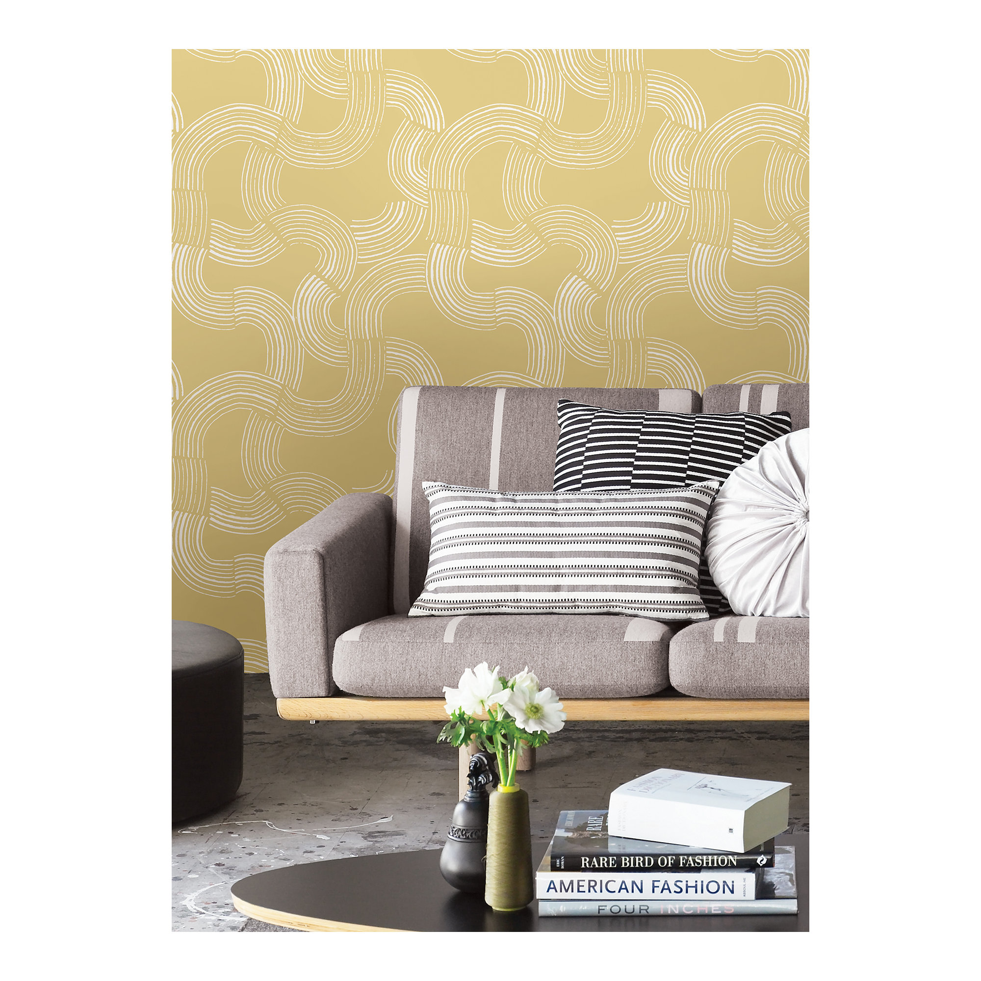 Diamond Mid-Century Peel & Stick Abstract Wallpaper, Mustard