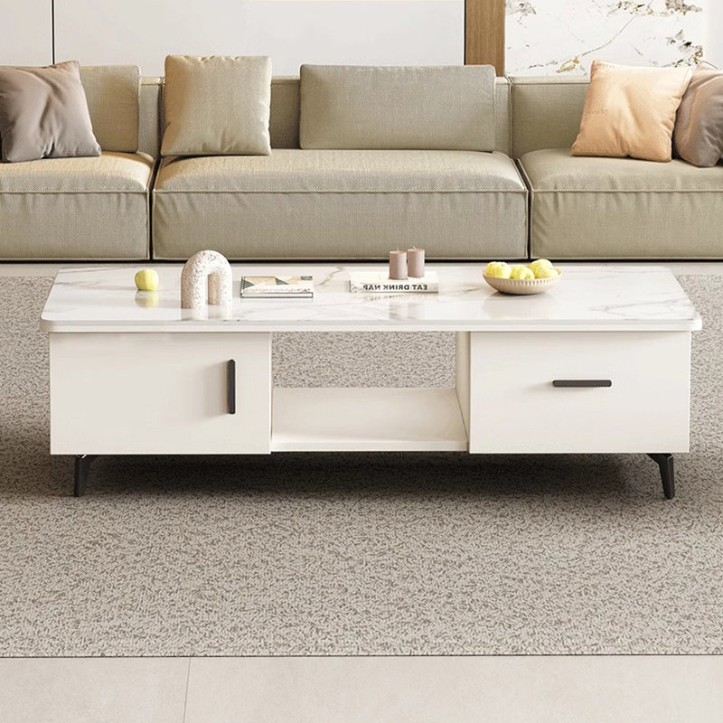 Table à thé crème de qualité supérieure, White, 17.72" H x 55.12" L x 27.56" W