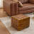 Genuine Leather Square Cube Ottoman Foot Stool-495717867