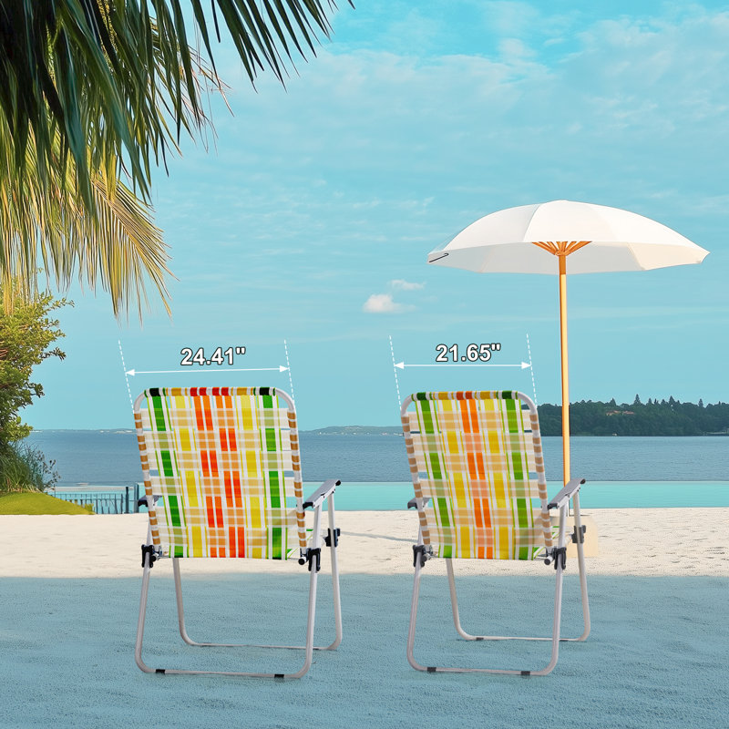 Yellow&Green Metal Folding Beach Chair(Set Of 2)