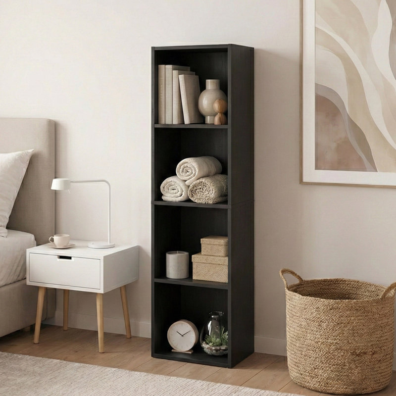 Gerardi 32cm W Standard Bookcase, Black, 106 cm H x 32 cm W
