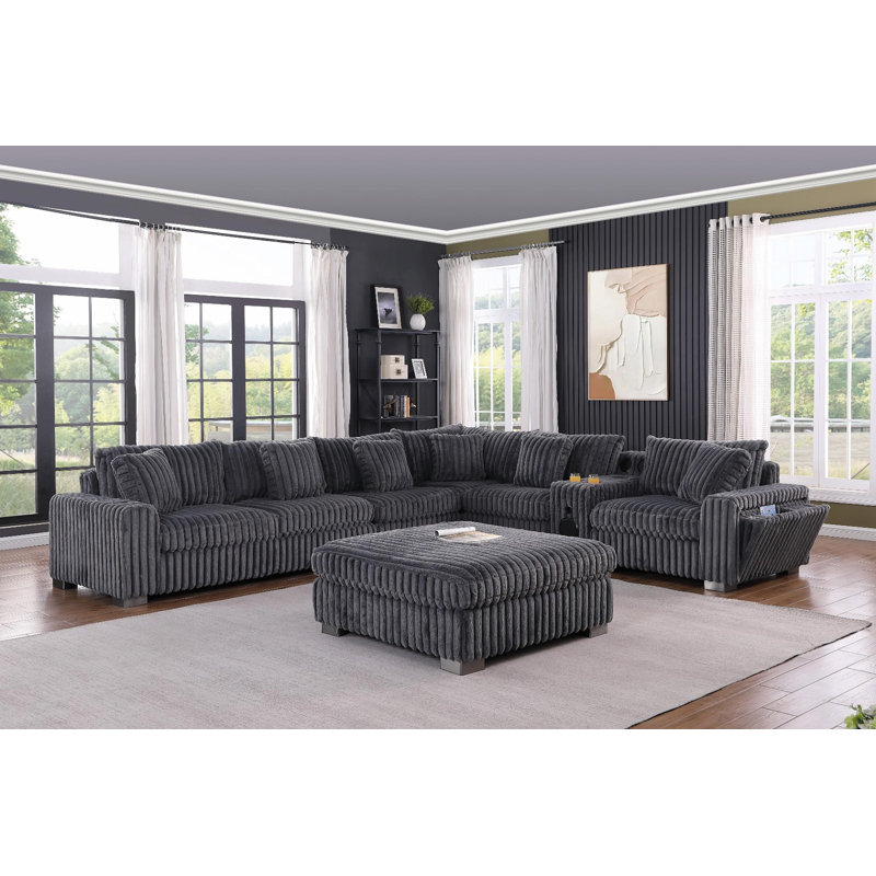 Snugge Station Grey Sectional + Ottoman , Gray