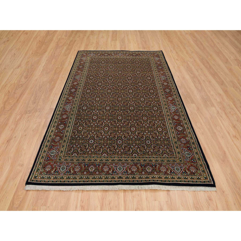 Tapis bleu noué à la main de conception unique nouvel âge 5 pi 10 po x 9 pi 1 po Valdene