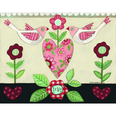 «Valentine Love Birds» par Bernadette Deming, impression sur toile tendue