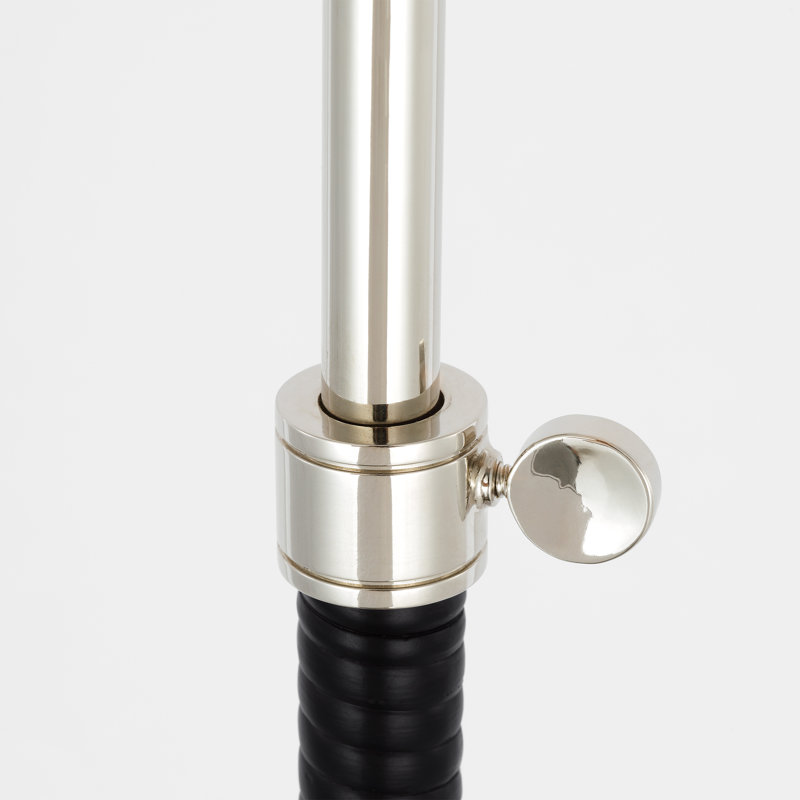 Basden Floor Lamp, Polished Nickel/Black Rattan