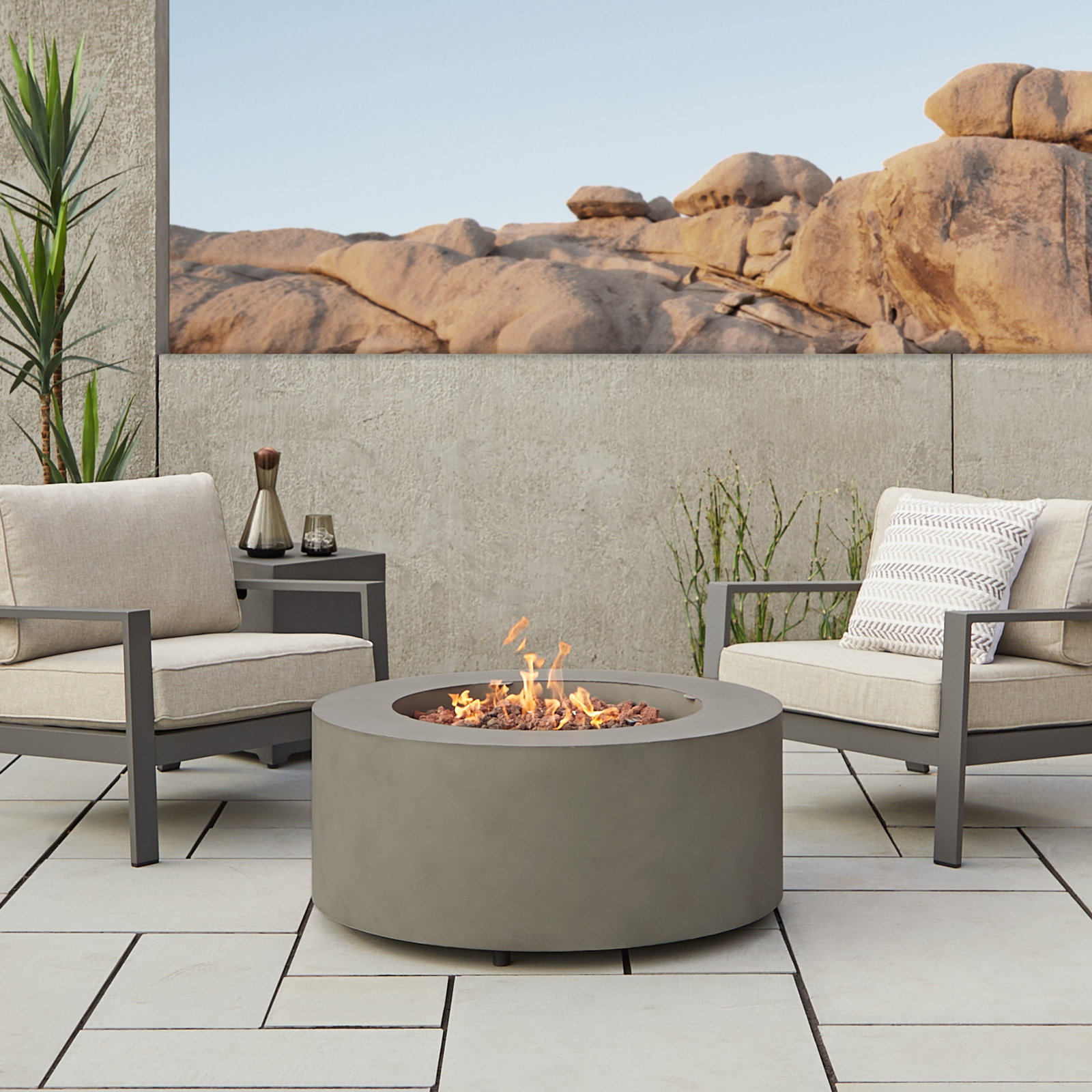 AEGEAN 36" Round Steel Propane or Natural Gas Fire Pit Table by Real Flame, Gray