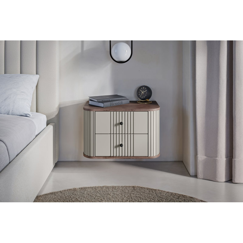 Dayzee 56cm W Manufactured Wood Bedside Table, Nut, Nut, Cashmere/Black
