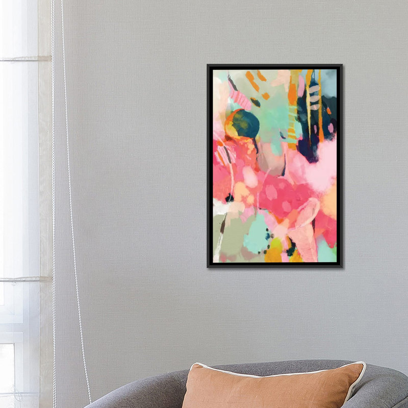 «Spring Moon Earth Garden I» par Ana Rut Bré - impression d'art graphique, Toile avec cadre noir, Aucun mat