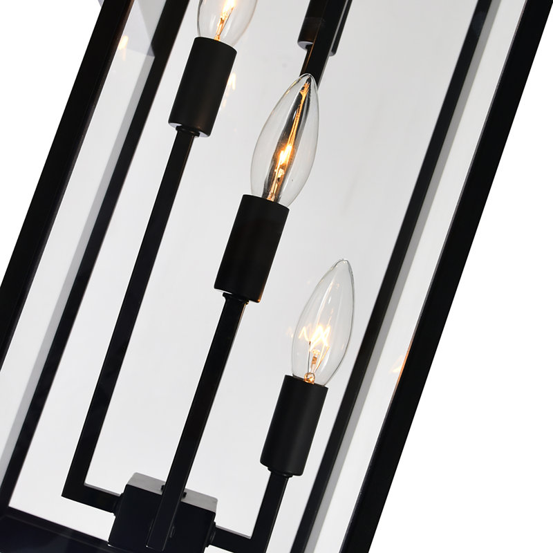 Zona 8" 4-Light Outdoor Wall Light for Porch, Entryway, Garage – Black Finish – Elegant Exterior Sconce