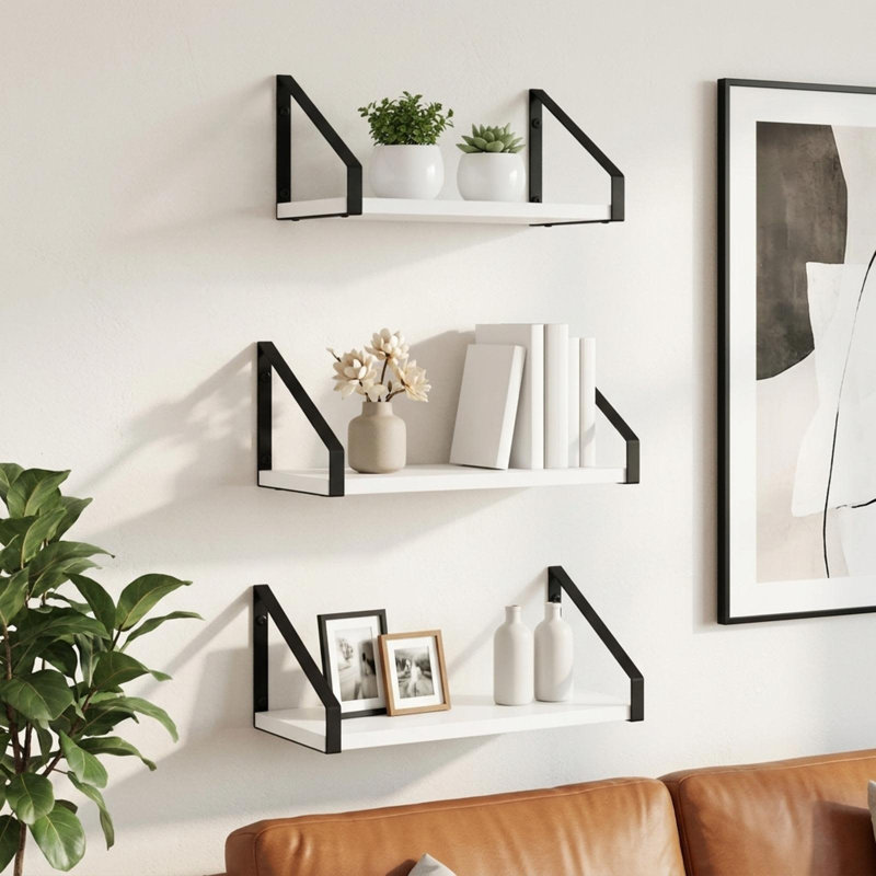 3 -Piece Steel Floating Shelf, 15.5 cm H x 40 cm L x 16 cm D
