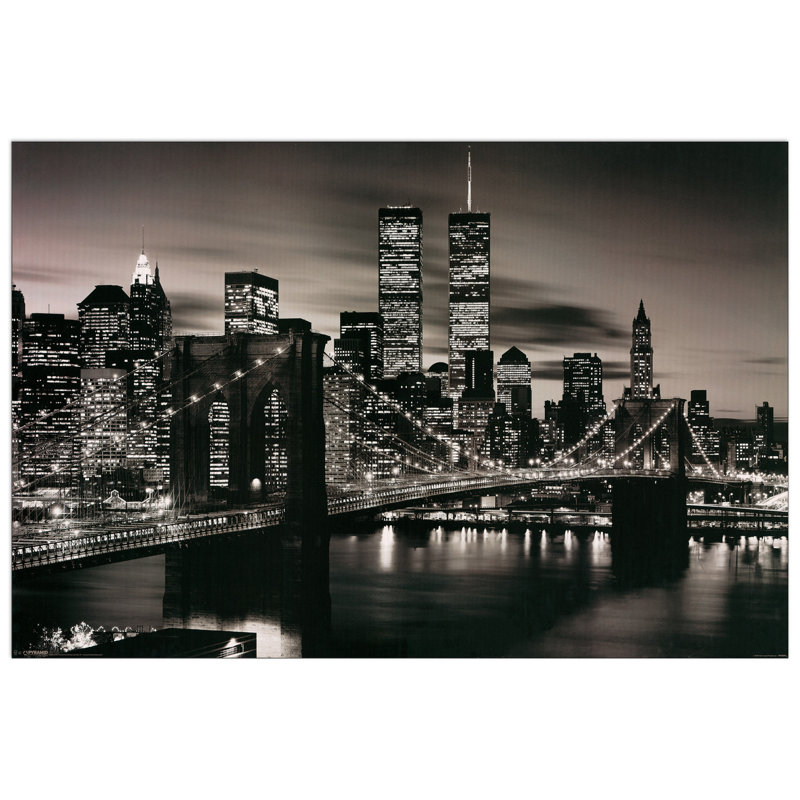 Brooklyn Bridge (B And W) by Brooklyn - Single Picture Frame Print on MDF