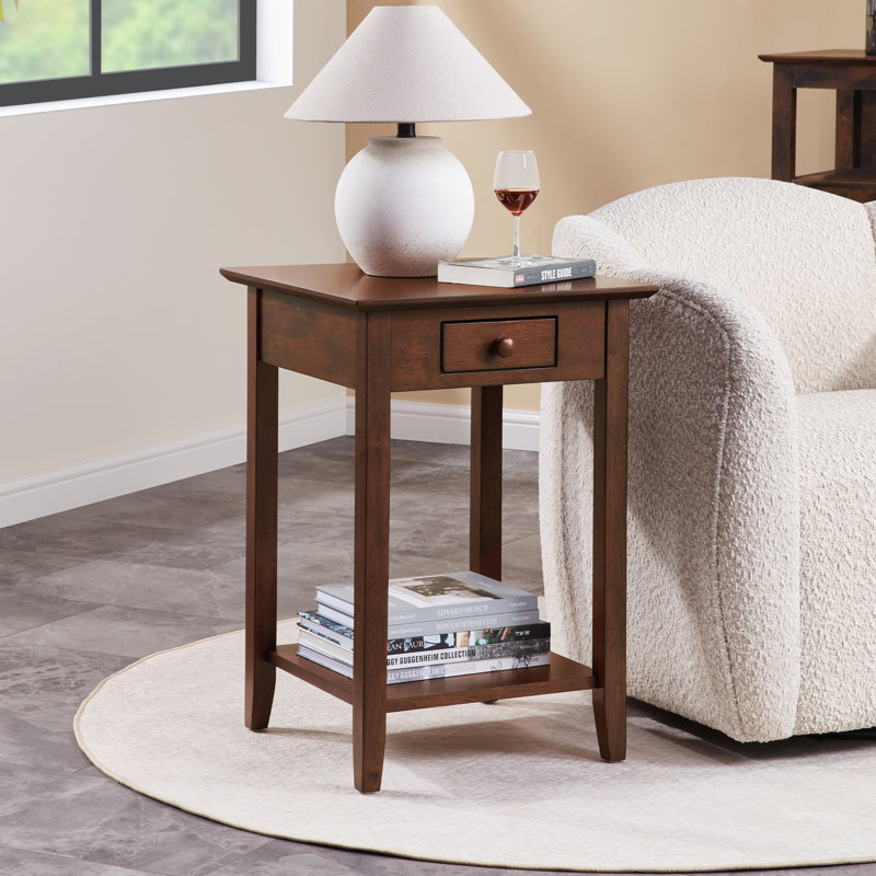 Table de bout avec rangement Carbin, Blanc