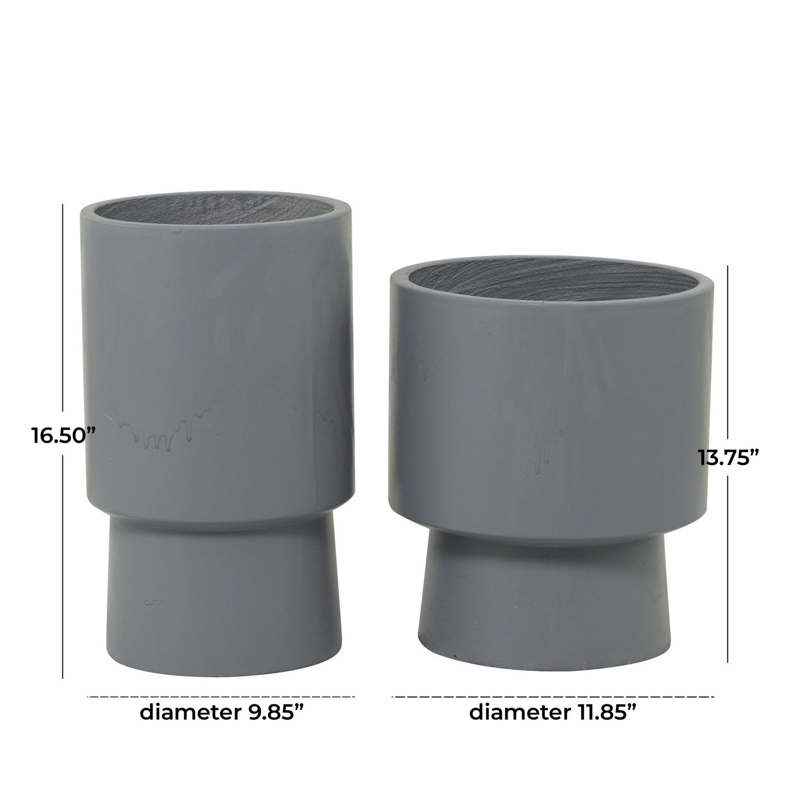 Robbins Pot Planter - Set of 2, Gray, 13.75" H x 11.85" W x 11.85" D