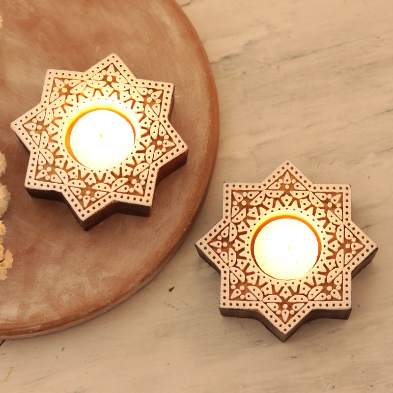 1.1'' H Wood Tabletop Tealight Holder
