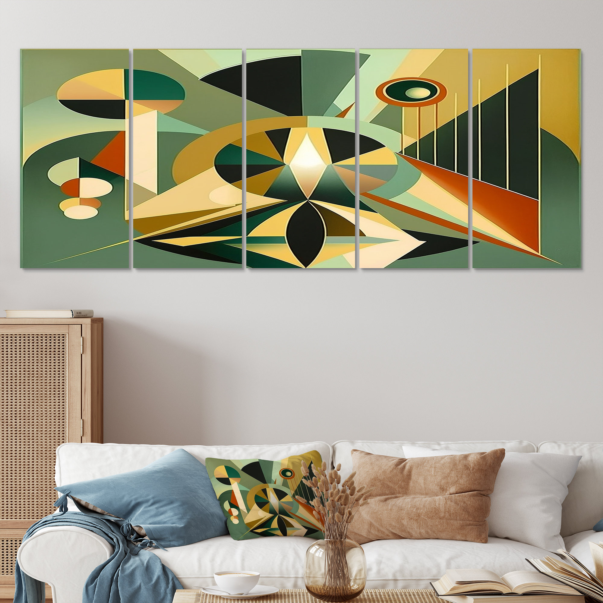George Oliver Geometric Invocation Muted Retro Color - Midcentury Wall ...