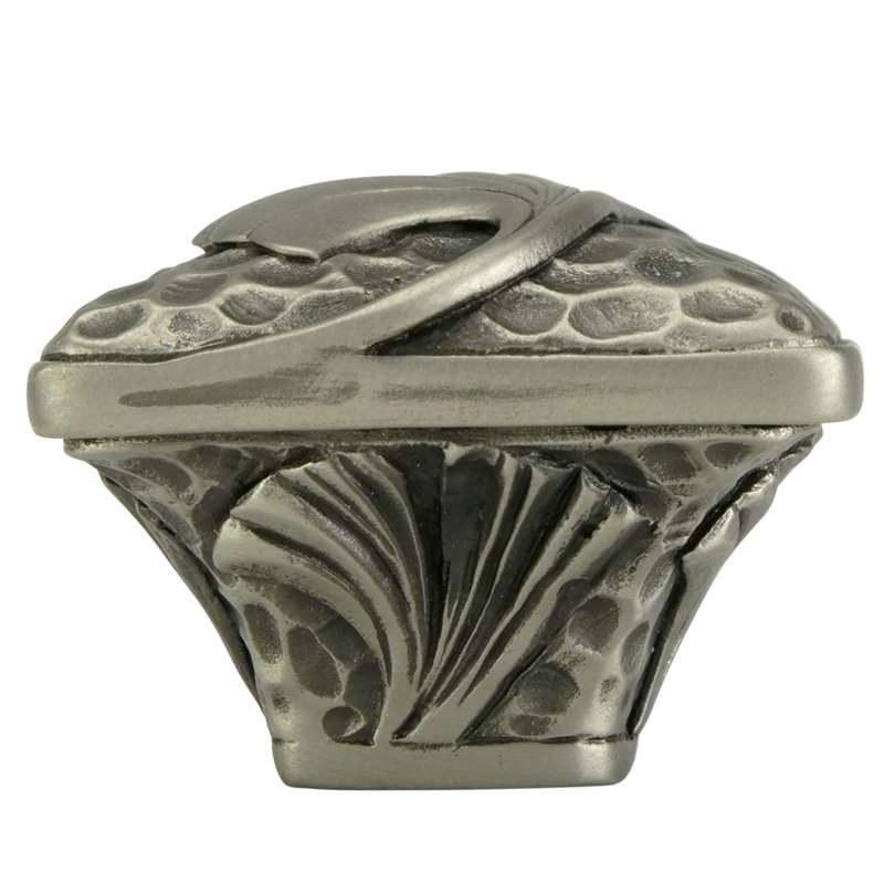 ARTS & CRAFT GINKGO KNOB IN ANTIQUE NICKEL PLATE