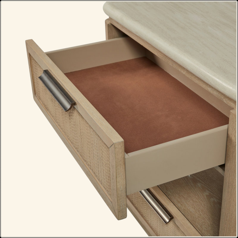 Table de chevet à deux tiroirs avec tiroirs en corde