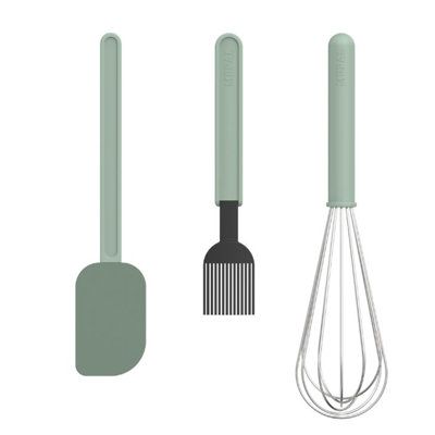 Mepal Stainless Steel Baking Set 3-Piece (Pastry Brush + Dough Scraper + Whisk) Chef It - Nordic Sage