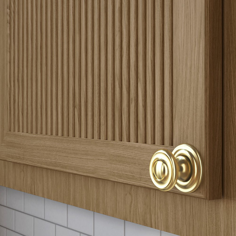 Round Satin Brass Cabinet Knob Backplate