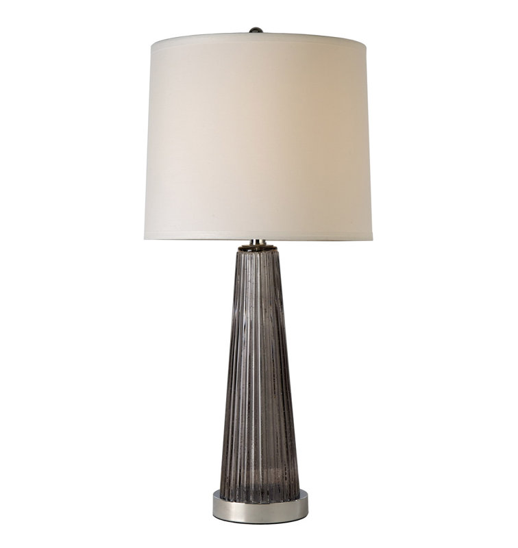Everard Table Lamp, Smokey Gray Glass