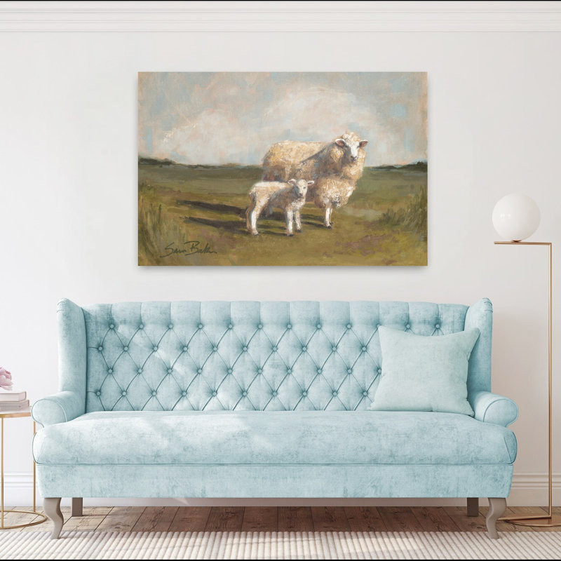 «Sheep in the pasture II», art contemporain contemporain, H 40 po x l 60 po