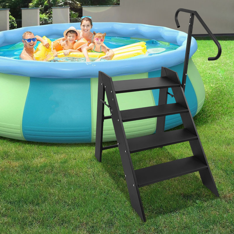 Escabeau pliable pour véhicule récréatif moderne à 3 marches et 4 marches avec main courante réglable
