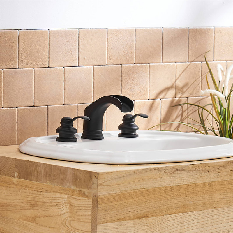 Robinet de salle de bain à large entraxe, Noir mat